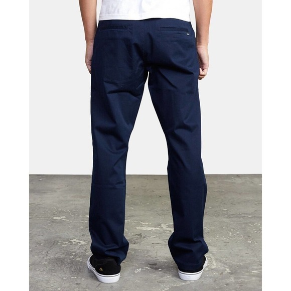 NWT RVCA The Weekend Stretch Chino Pants Straight Fit Men's Navy Blue Size 29 - Picture 2 of 9